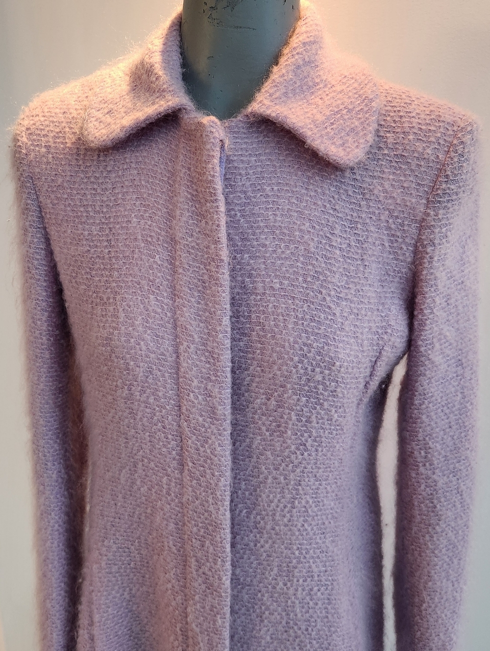 Matthew Williamson Soft Lilac Long Wool-Blend Trench Coat - Picture 4 of 7